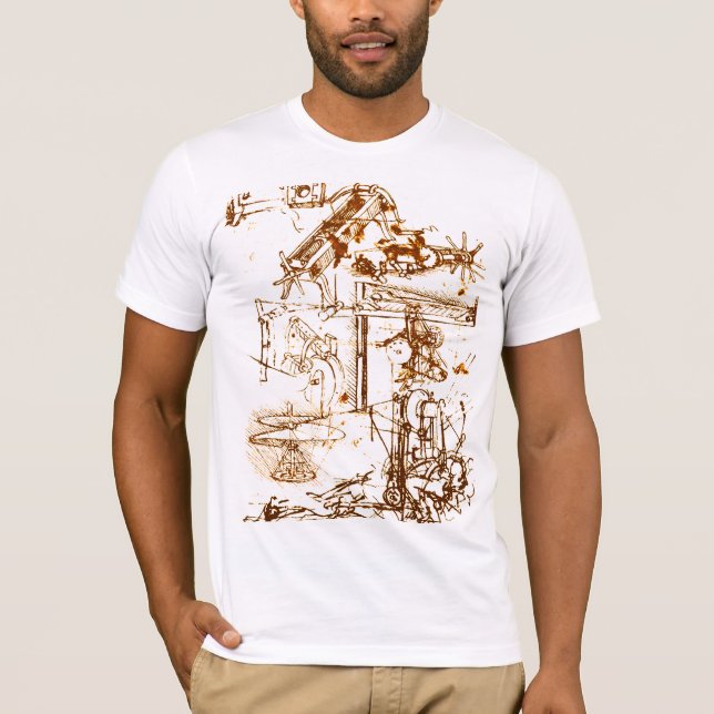 Leonardo DaVinci sketched white T-shirts (Front)