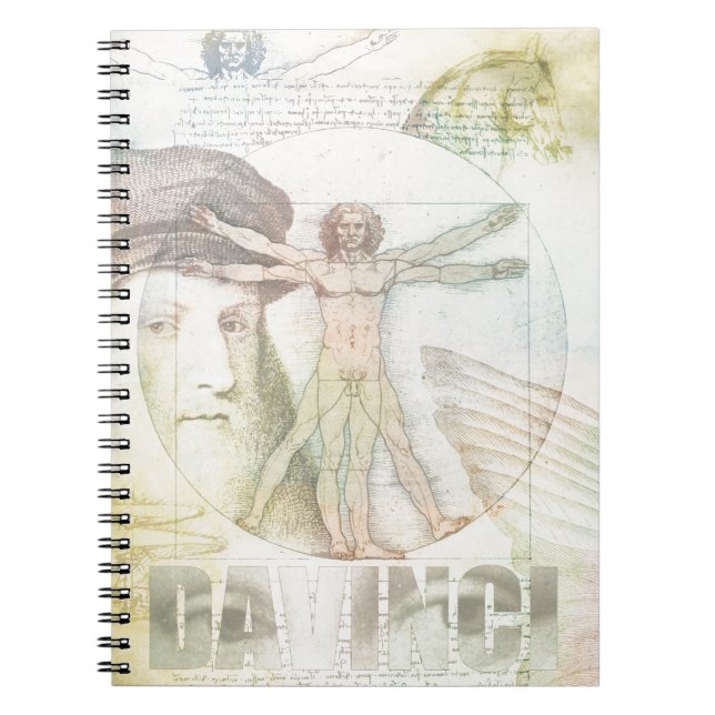 Leonardo DaVinci Vitruvian Man Collage Notebook (Front)