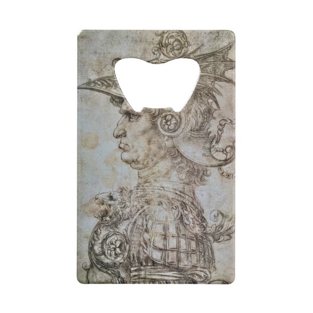 Leonardo’s Helmeted Warrior  Credit Card Bottle Opener (Back)