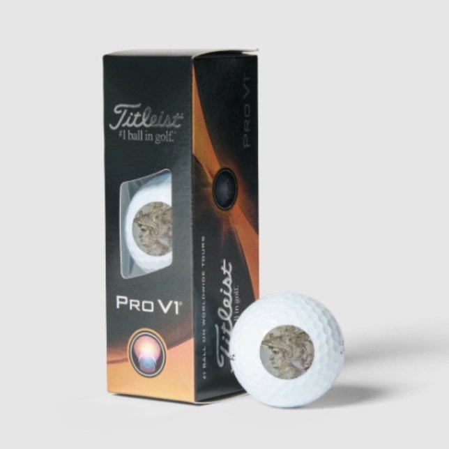 Leonardo’s Helmeted Warrior  Golf Balls (Da Vinci’s Warrior Golf Balls Titleist 2023 Pro V1 high gradient core high flex casing layer. )