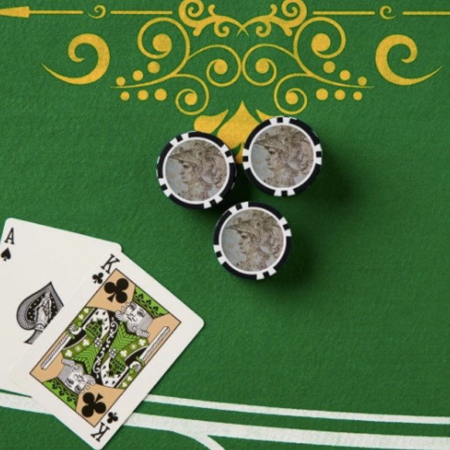 Leonardo’s Helmeted Warrior Poker Chip (Da Vinci’s Warrior Poke Chips Full colour graphics textured surface easy stacking 9 vibrant colours.)