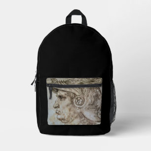 Leonardo’s Helmeted Warrior Printed Backpack