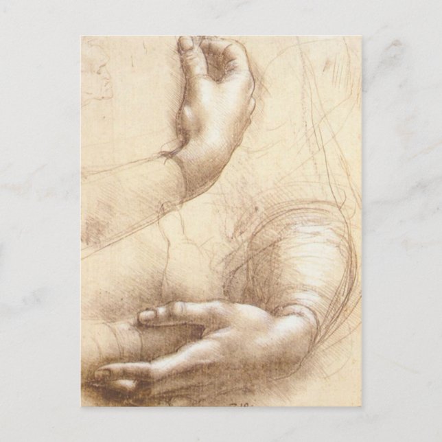 Leonardo-Study-of-hands Postcard (Front)