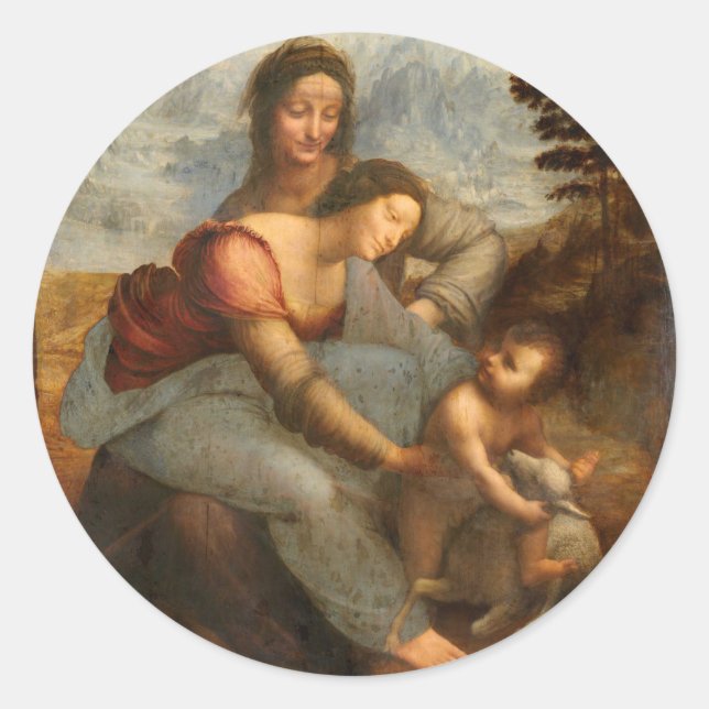 Leonardo Vinci -The Virgin and Child with St. Anne Classic Round Sticker (Front)