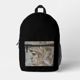 Leonardo's Helmeted Warrior Printed Backpack