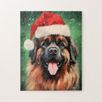 Leonberger Christmas brush painting artwork