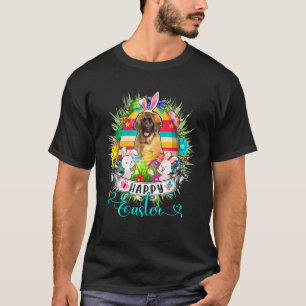 Leonberger Dog In Easter Eggs Basket Bunnies Happy T-Shirt