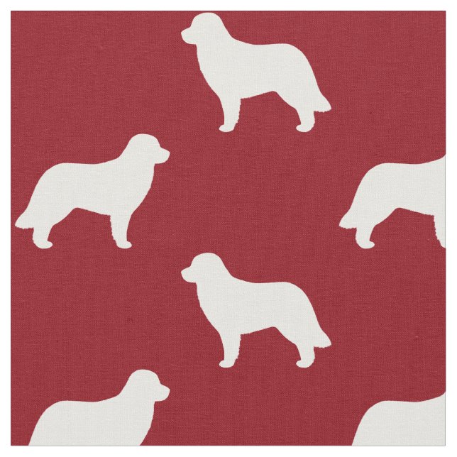 Leonberger Dog Silhouettes Red and White Patterned Fabric (Close Up)