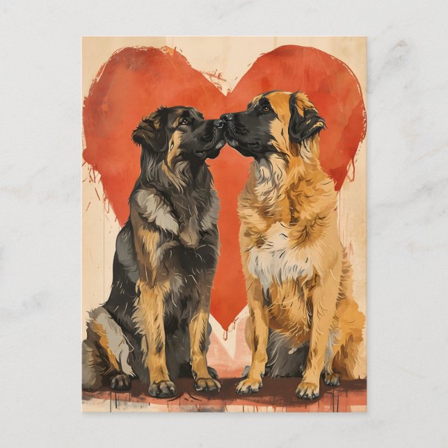 Leonberger dog Valentine's day  Postcard (Front)