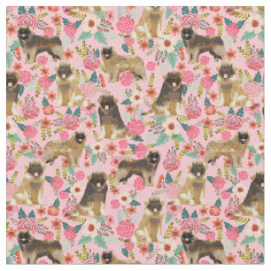 leonberger dog vintage florals pink fabric
