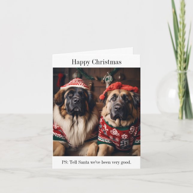Leonberger Dogs in Christmas Sweaters Card (Front)