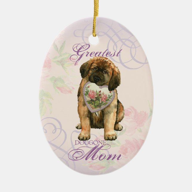 Leonberger Heart Mom Ceramic Ornament (Front)