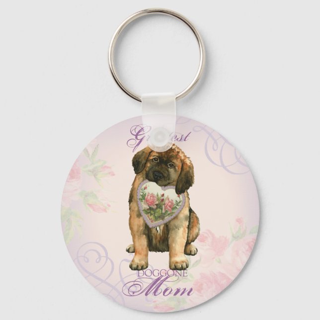 Leonberger Heart Mom Keychain (Front)