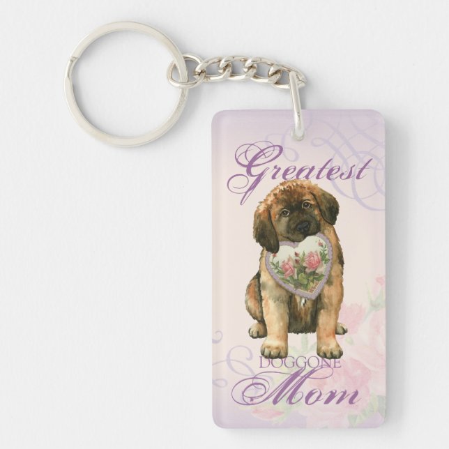 Leonberger Heart Mom Keychain (Front)