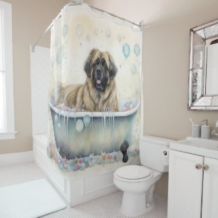 Leonberger In Bathtub Watercolor Dog Art