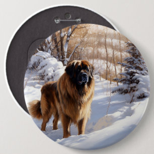 Leonberger Let It Snow Christmas 6 Inch Round Button