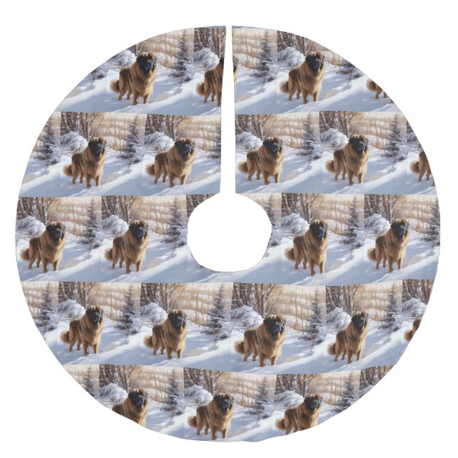 Leonberger Let It Snow Christmas Brushed Polyester Tree Skirt (Front)