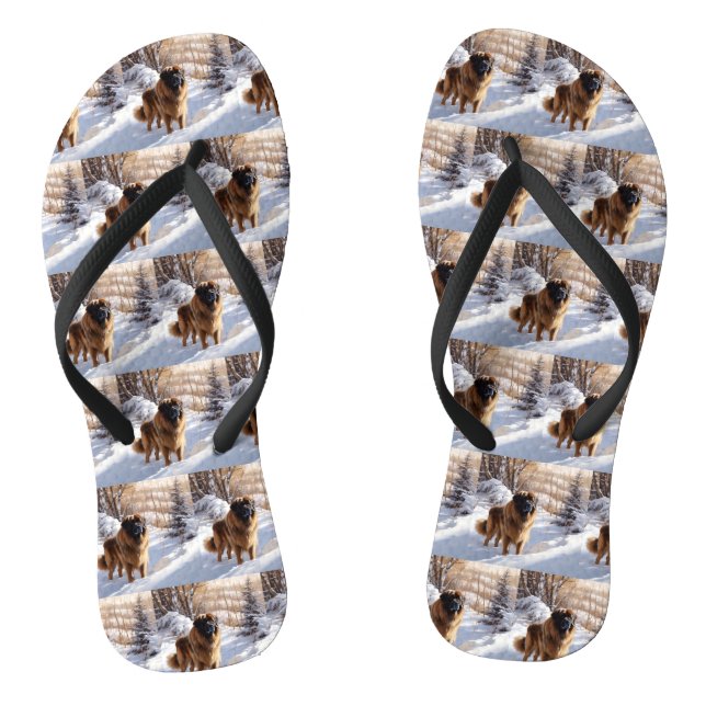 Leonberger Let It Snow Christmas Flip Flops (Footbed)