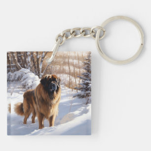 Leonberger Let It Snow Christmas Keychain