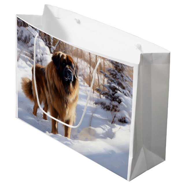 Leonberger Let It Snow Christmas Large Gift Bag (Front Angled)