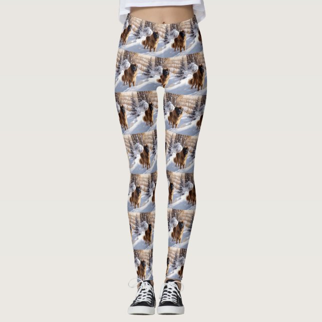 Leonberger Let It Snow Christmas Leggings (Front)