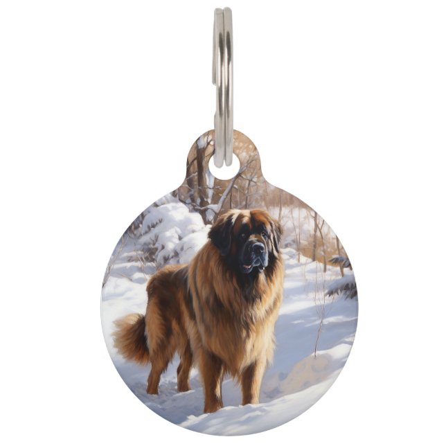 Leonberger Let It Snow Christmas Pet Tag (Front)