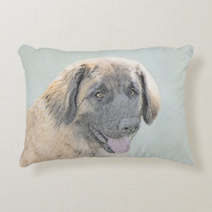 Leonberger Painting - Cute Original Dog Art Accent Pillow
