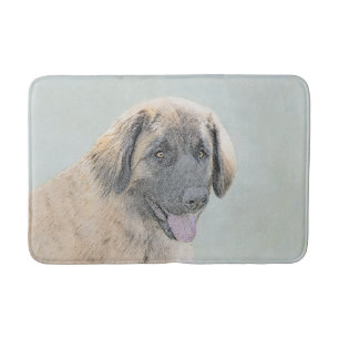 Leonberger Painting - Cute Original Dog Art Bath Mat