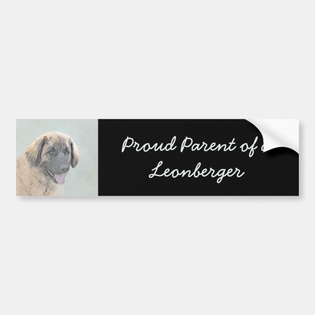 Leonberger Painting - Cute Original Dog Art Bumper Sticker (Front)