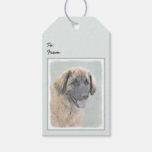 Leonberger Painting - Cute Original Dog Art Gift Tags