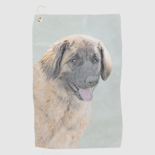 Leonberger Painting - Cute Original Dog Art Golf Towel