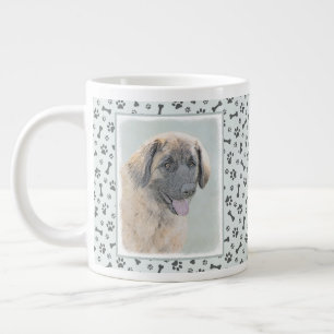 Leonberger Painting - Cute Original Dog Art Large Coffee Mug