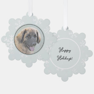 Leonberger Painting - Cute Original Dog Art Ornament Card