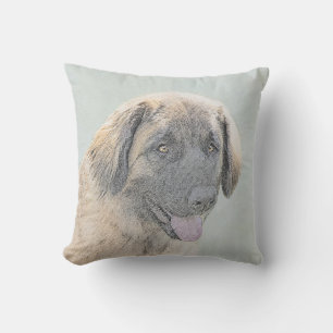 Leonberger Painting - Cute Original Dog Art Outdoor Pillow