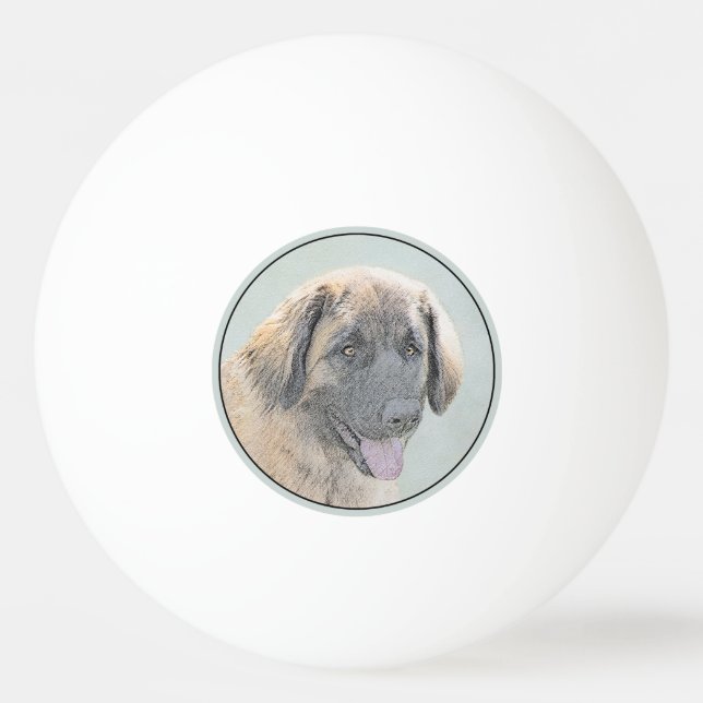 Leonberger Painting - Cute Original Dog Art Ping Pong Ball (Front)