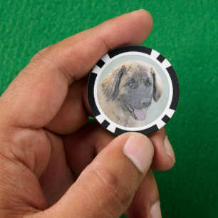 Leonberger Painting - Cute Original Dog Art Poker Chips