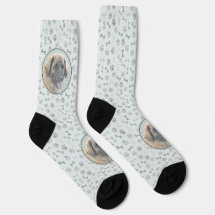 Leonberger Painting - Cute Original Dog Art Socks
