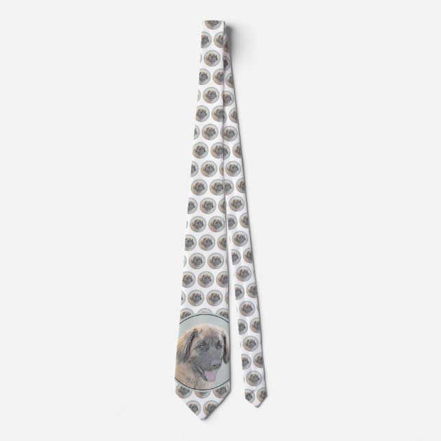 Leonberger Painting - Cute Original Dog Art Tie (Front)
