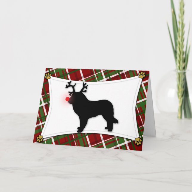 Leonberger Reindeer Christmas Card (Front)