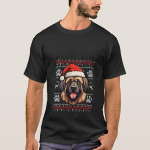 Leonberger Santa Hat Christmas Funny Dog Mom Dad V T-Shirt