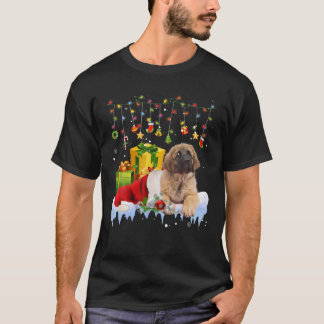 Leonberger Santa Hat Christmas Lights Christmas Pa T-Shirt