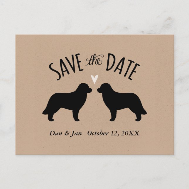 Leonberger Silhouettes Wedding Save the Date Announcement Postcard (Front)