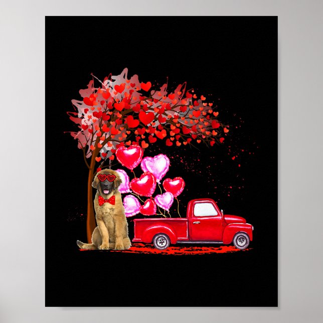 Leonberger Sunglasses Hearts Tree Pickup Truck Lov Poster (Front)