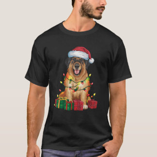 Leonberger Xmas Lighting Santa Hat Leonberger Dog T-Shirt