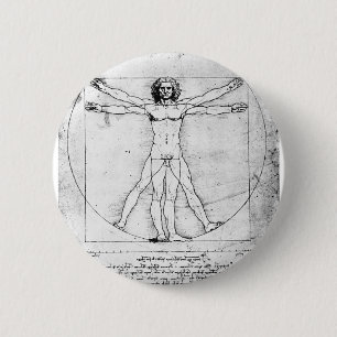Leondardo Da Vinci Proportion Man 2 Inch Round Button