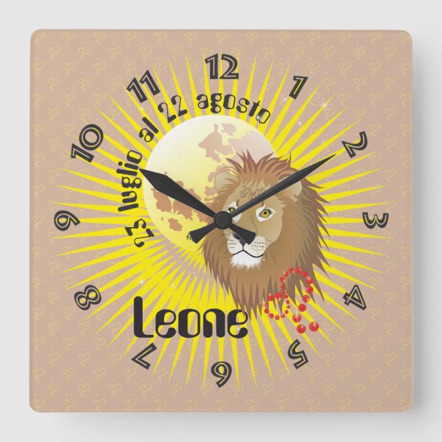 Leone 23 liglio-22 august Orologio Square Wall Clock (Front)