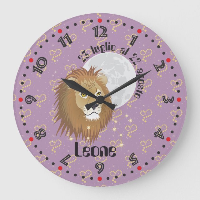 Leone 23 luglio al 22 agosto Orologio Large Clock (Front)