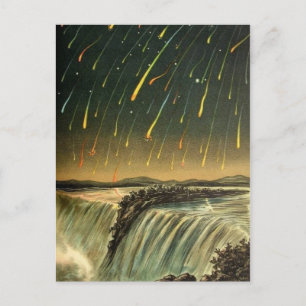 Leonid Meteor Storm Painting from 1883 Postcard