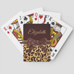 Leopar Print Black Bow Playing Cards