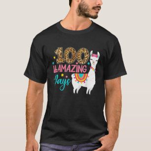 Leopard 100 Llamazing Days Llama Teacher 100Th Day T-Shirt